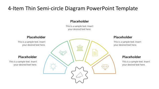 4 Items Thin Semi Circle PowerPoint Diagram