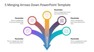 5 Merging Arrows Down Template for PowerPoint 