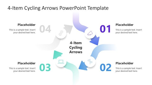 4-Item Cycling Arrows Slide Template for Presentation
