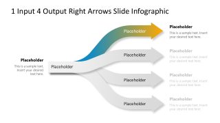 1 Input 4 Output Right Arrows Template for PowerPoint 