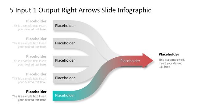 5 Input 1 Output Right Arrows Diagram PPT Template
