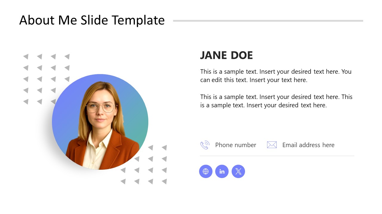 Simple About Me Template Presentation Slide 