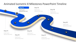 Isometric 8 Milestones Timeline Diagram Template 