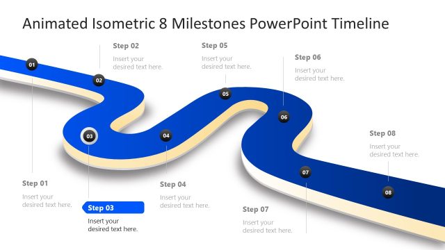 Customizable Isometric 8 Milestones PPT Timeline