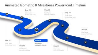 Engaging Animated Isometric 8 Milestones Template for PowerPoint 