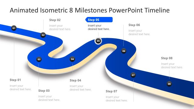 Animated Isometric 8 Milestones PPT Timeline Layout