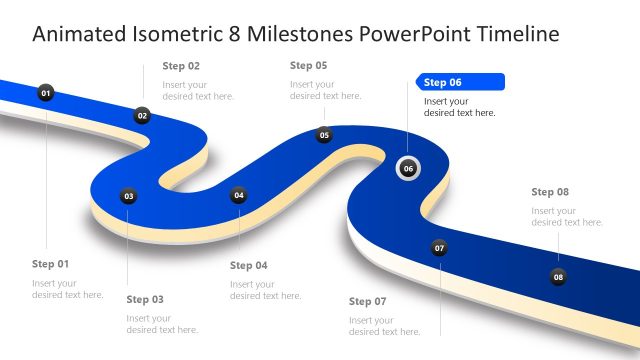 Customizable Isometric 8 Milestones Timeline for Business Plan Presentation