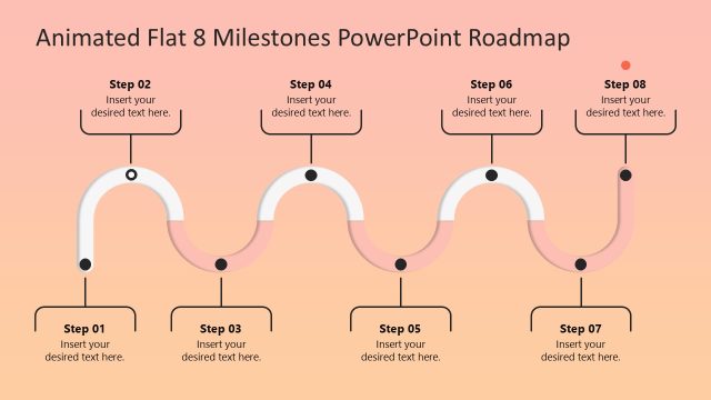 Animated Flat 8 Milestones PPT Roadmap Slide