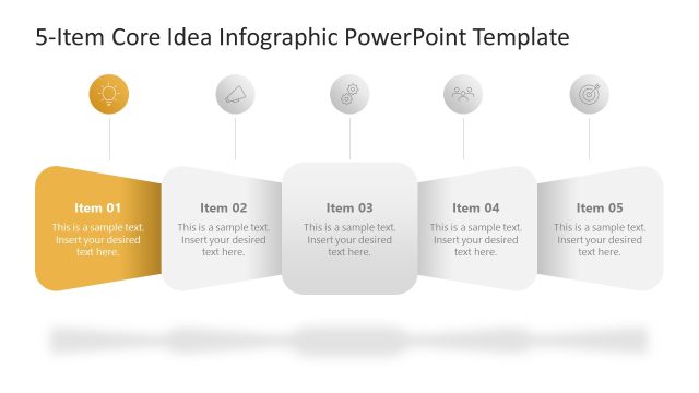 5-Item Core Idea Infographic Diagram with Focus Slide