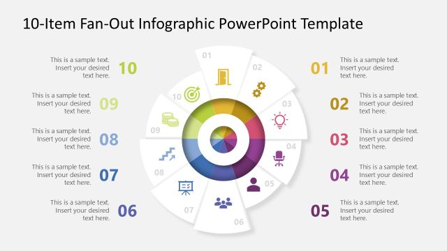 10-Item Fan-Out Infographic PowerPoint Template