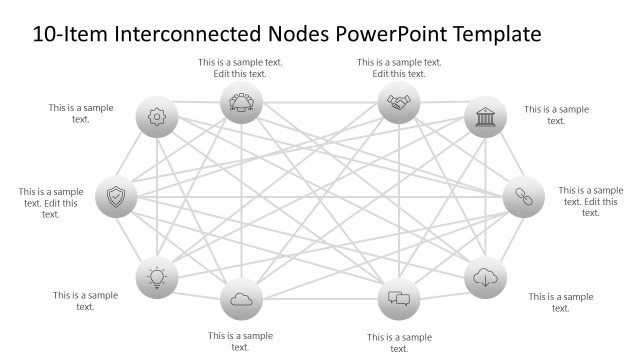 10-Item Interconnected Nodes PPT Layout