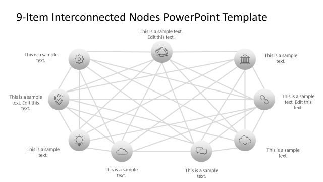 9-Item Interconnected Nodes PowerPoint Template