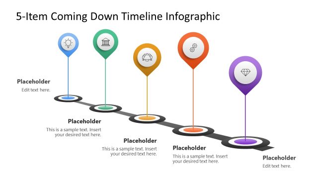 5-Item Coming Down Timeline Infographic PowerPoint Template