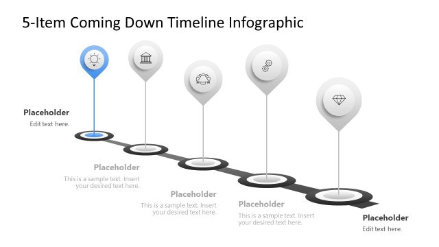 5-Item Coming Down Timeline Presentation Template