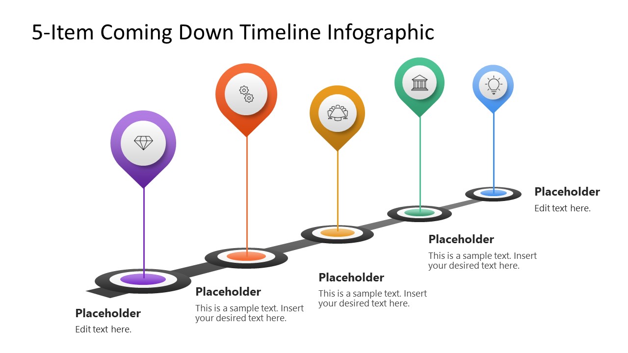 Editable 5-Item Coming Up Timeline Infographic PPT Template