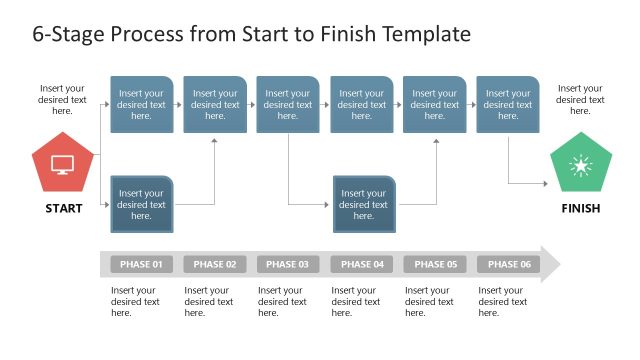 6-Stage Process From Start to Finish Presentation Template