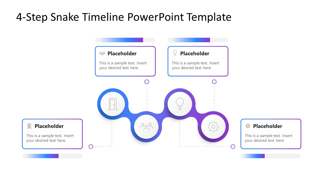 Editable 4-Step Snake Timeline PPT Template