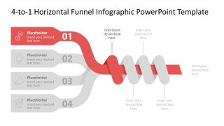 4-to-1 Horizontal Interlaced Funnel Template for PowerPoint 