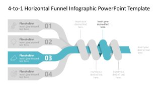 4-to-1 Horizontal Interlaced Funnel Template PPT Slide 