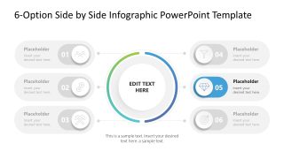 6-Option Side by Side Infographic Slide with Focus Effect 