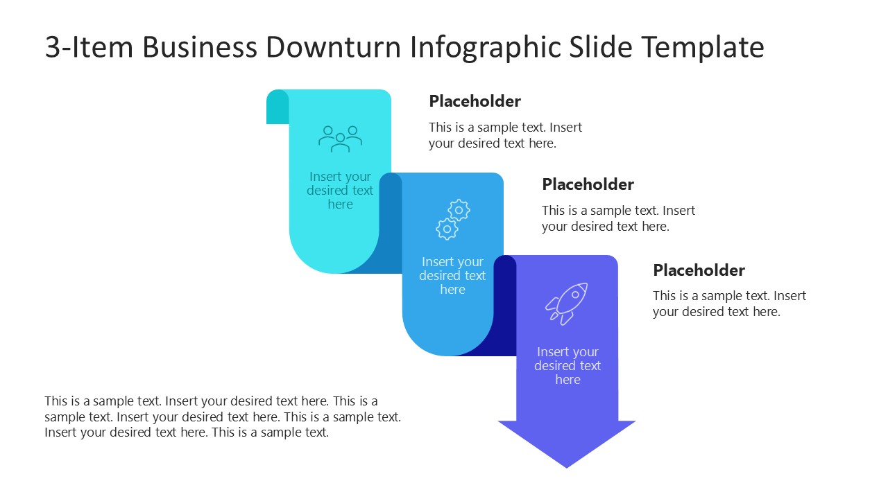 Editable 3-Item Business Downturn Presentation Template