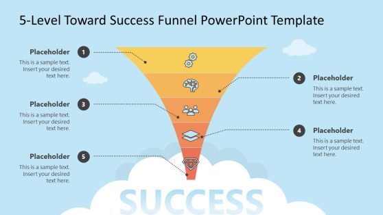 5-Level Toward Success Funnel PowerPoint Slide