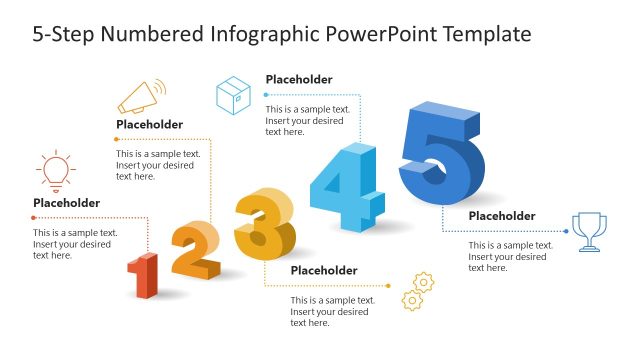 Editabe 5-Step Numbered Infographic PPT Template