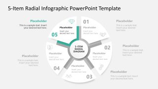 Customizable 5-Item Radial Infographic PPT Design 