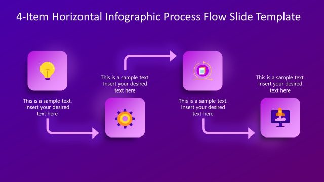 Editable 4-Item Horizontal Process Flow Infographic Layout
