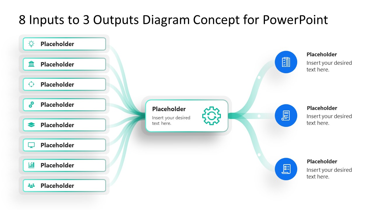 8-Input to 3-Output Diagram Concept Presentation Layout 