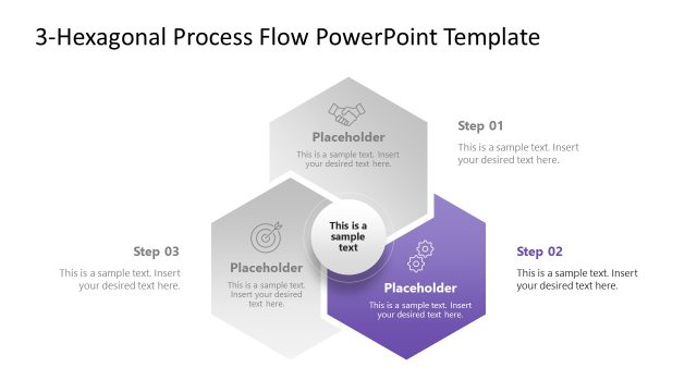 Editable 3-Hexagonal Process Flow Presentation Slide