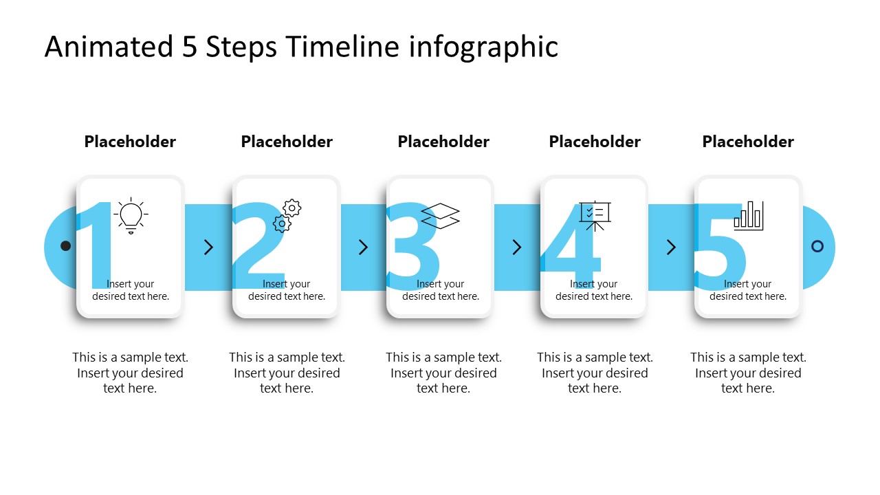 Editable 5 Numbered Steps Process Infographic Slide 