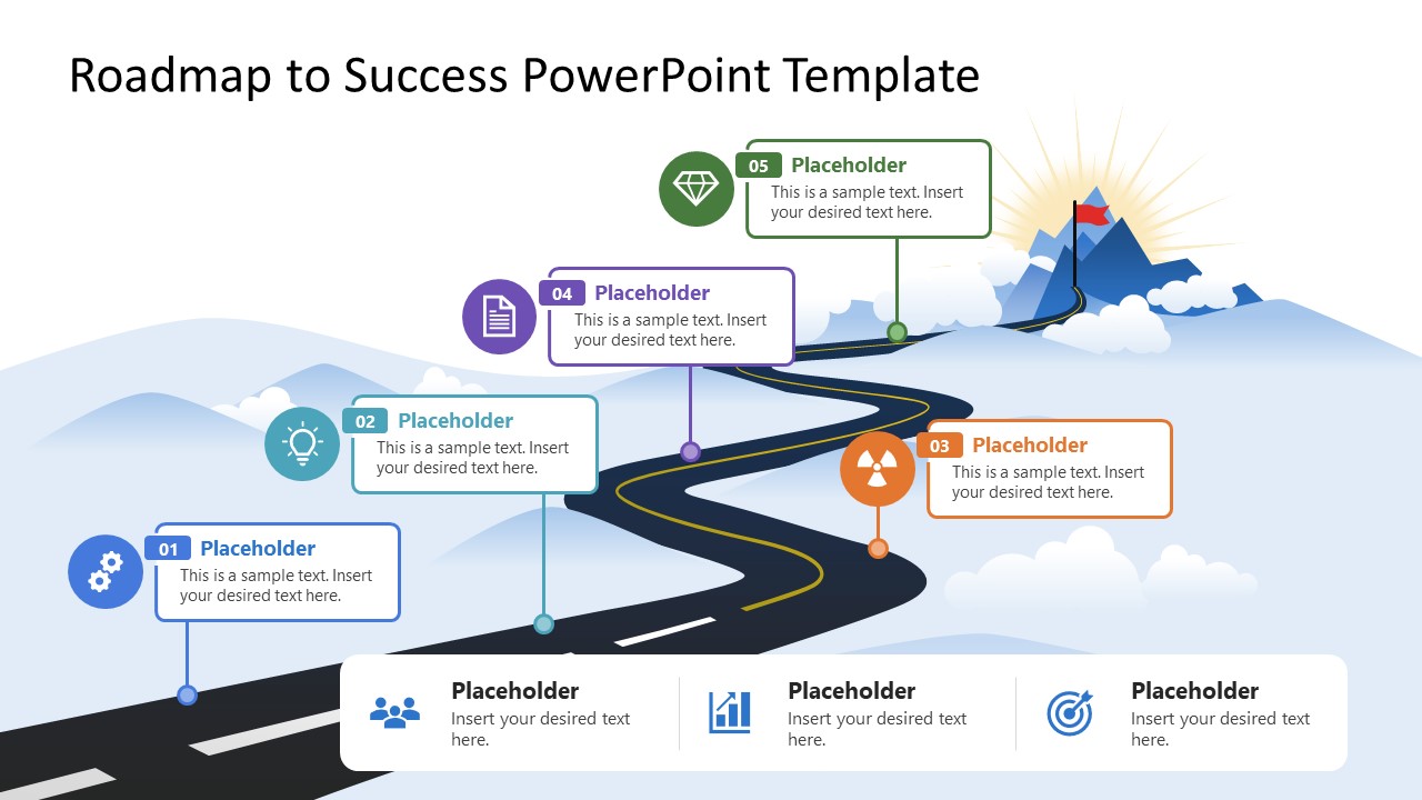 Editable Roadmap to Success PPT Template