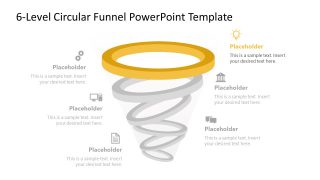 Customizable 6-Level Circular Funnel Slide Diagram 