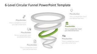6-Level Circular Funnel Diagram Template for PowerPoint 