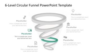 6-Level Circular Funnel Diagram Template for Presentation 