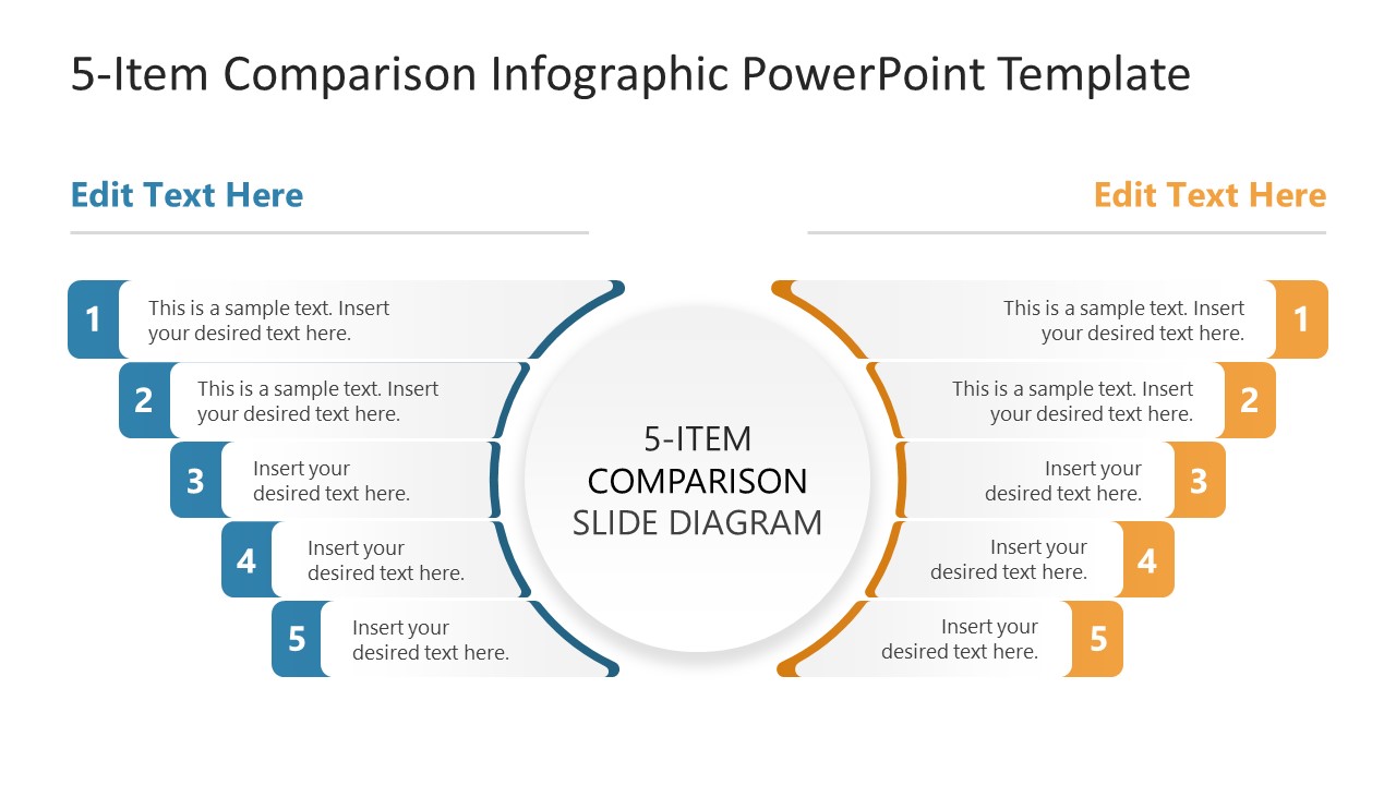 5-Item Comparison Infographic PowerPoint Slide 