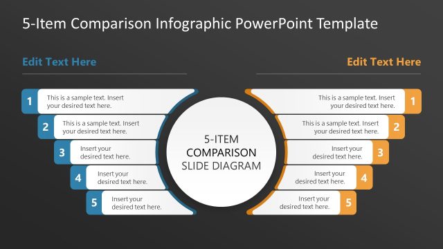Editable 5-Item Comparison Infographic PPT Template