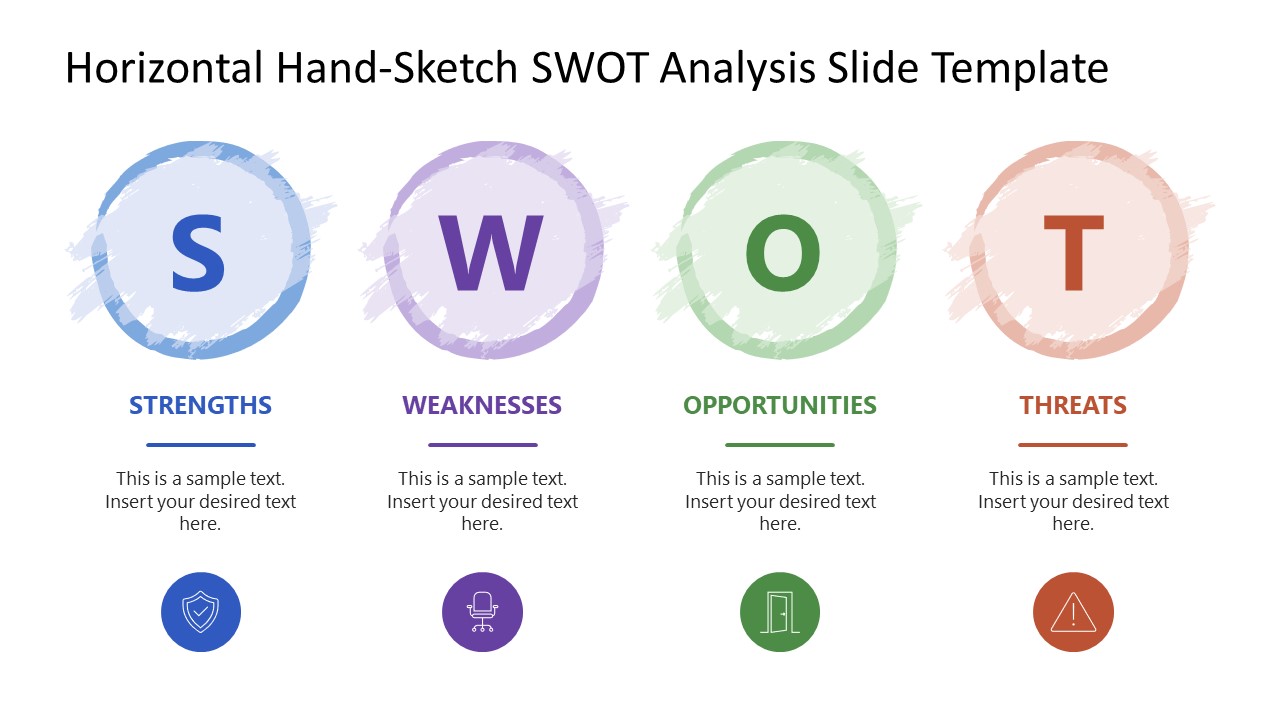 Horizontal Hand-Sketch SWOT Analysis Presentation Template