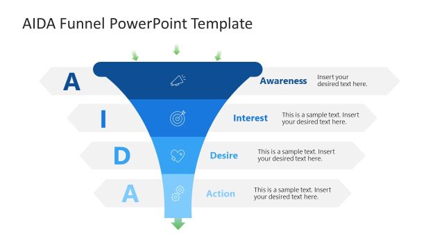4-Step AIDA Funnel PPT Slide Template