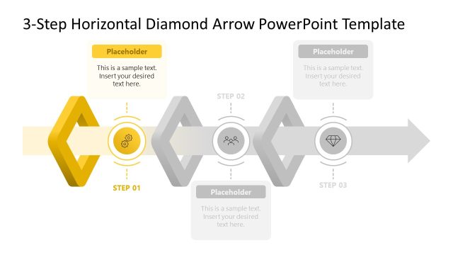 3-Step Diamond Arrow PowerPoint Slide