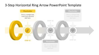 Color Highlight Effect - 3-Step Horizontal Ring Arrow Diagram