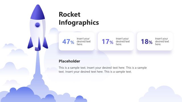 Three Percentage Blocks Slide for Rocket Infographics