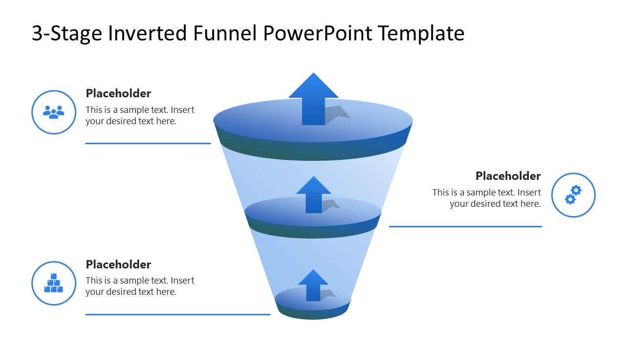 3-Stage Inverted Funnel PPT Diagram Slide 