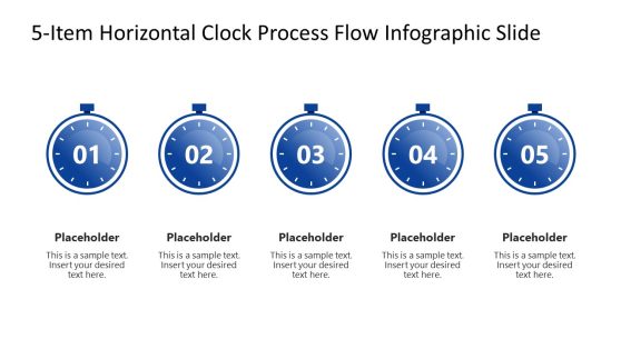 5-Item Horizontal Clock Process Flow Infographic Presentation Template