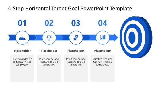 4-Step Horizontal Target Goal PPT Layout 