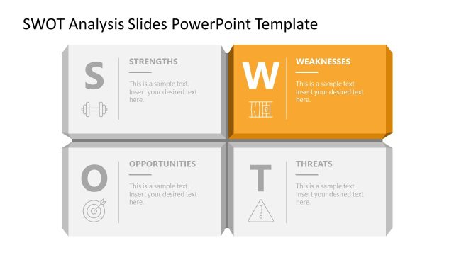 Weaknesses Presentation Slide – SWOT Analysis Diagram Template