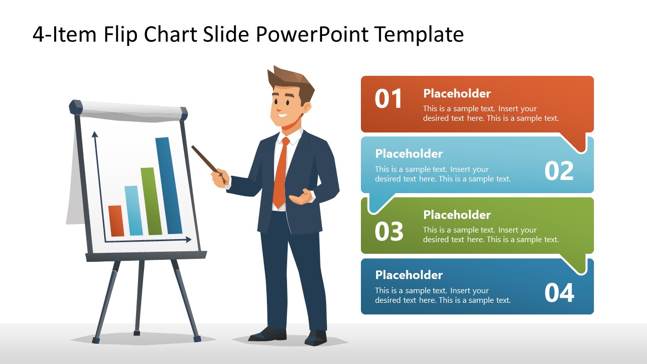 4-Item Flip Chart PowerPoint Slide 