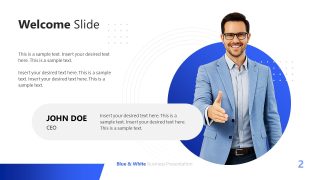 Blue & White Business PPT Template Slide 