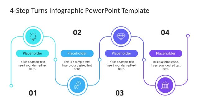 4-Step Turns Infographic Diagram Slide Template